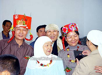 A wedding ceremony of Hui minority held in Shaanxi Grand Mosque, Urumqi